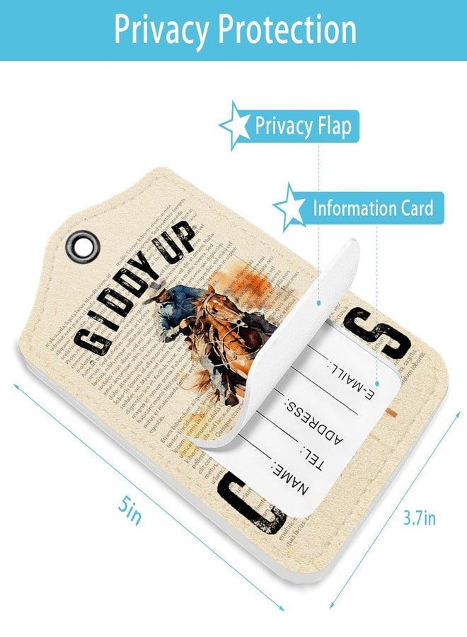 LARTSFRO Western Cowboys Hat Luggage Tags for Suitcases, Giooy up Cowboys Sign, Preppy Luggage Tag, Back to School for Students, Trendy 2 Pack Luggage Tags for Travel, Teen Girls Gifts Suitcase Tags - Image 2
